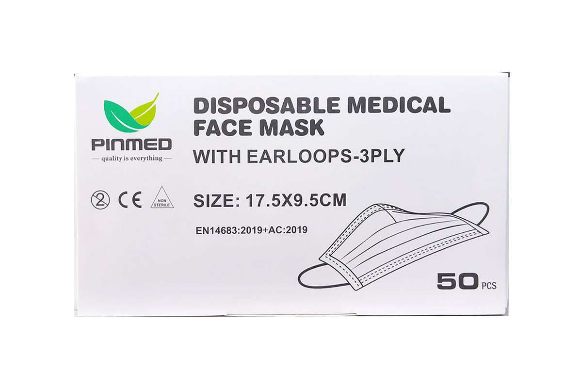 PINMED DISPOSABLE MEDICAL FACE MASK BLUE 50 PCS - Life Care Apotek