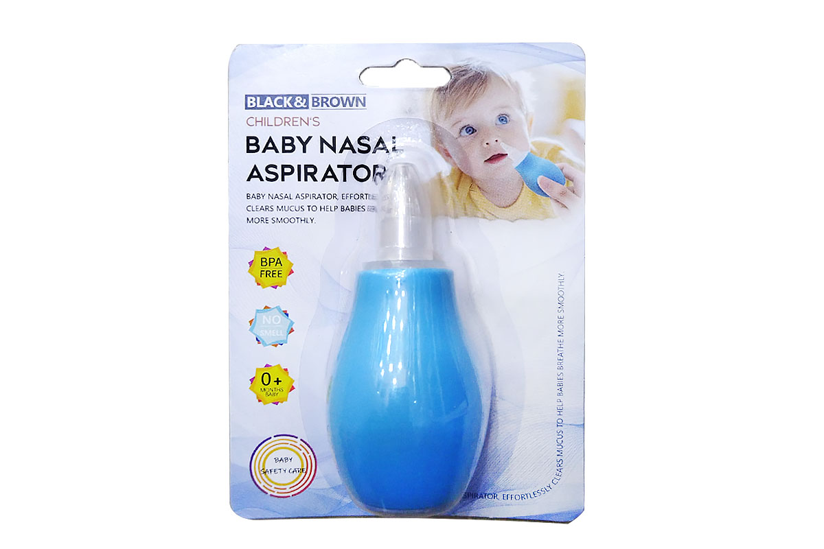 BLACK  AND BROWN BABY NASAL ASPIRATOR BLUE 0 PLUS  MONTHS BABY - Life Care Apotek