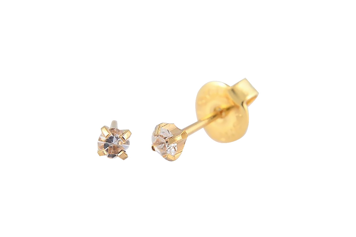 PRIMED EAR PIERCING 32-304 G/P 3MM CRYSTAL APRIL CLEAR - Life Care Apotek