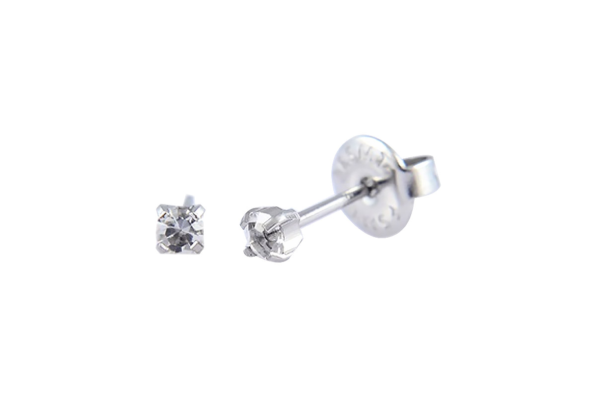 PRIMED EAR PIERCING 31-304 S/S 3MM CRYSTAL APRIL CLEAR - Life Care Apotek