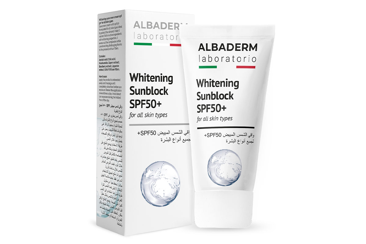 ALBADERM WHITENING SUNBLOCK SPF 50 PLUS ALL SKIN TYPES 50 ML - Life Care Apotek