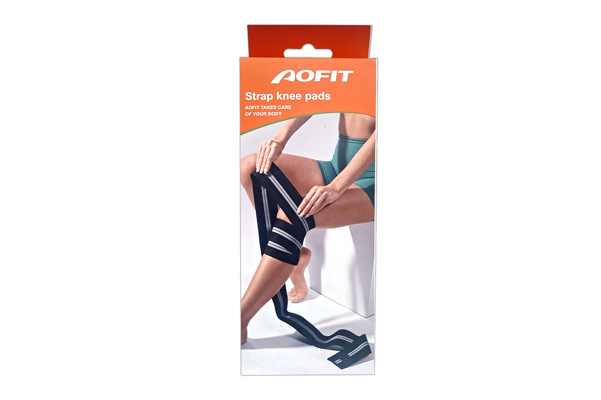 AOFIT STRAP KNEE PADS 200 CM X 8 CM BLACK COLOR ONE SIZE 1 PCS - Life Care Apotek