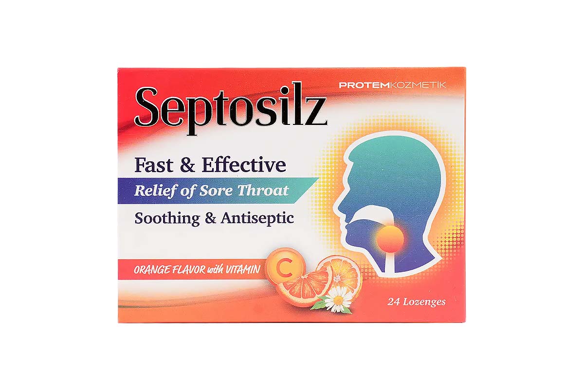 SEPTOSILZ ORANGE FLAVOR WITH VITAMIN C 24 LOZENGES - Life Care Apotek