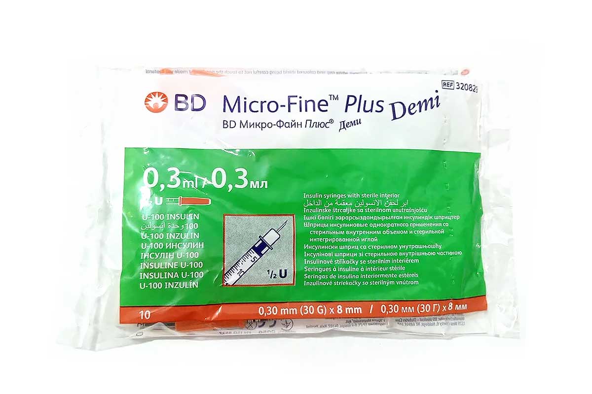 BD MICRO FINE PLUS DEMI 0.3 ML INSULIN SYRINGE 30 G X 8 MM 10 PCS - Life Care Apotek