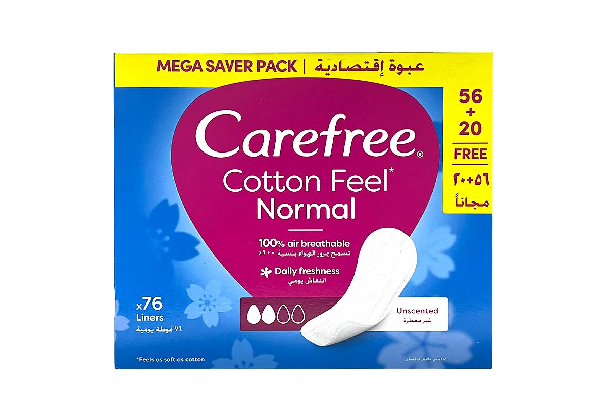 BOX CAREFREE COTTON FEEL NORMAL PERFUME FREE 76 PCS - Life Care Apotek