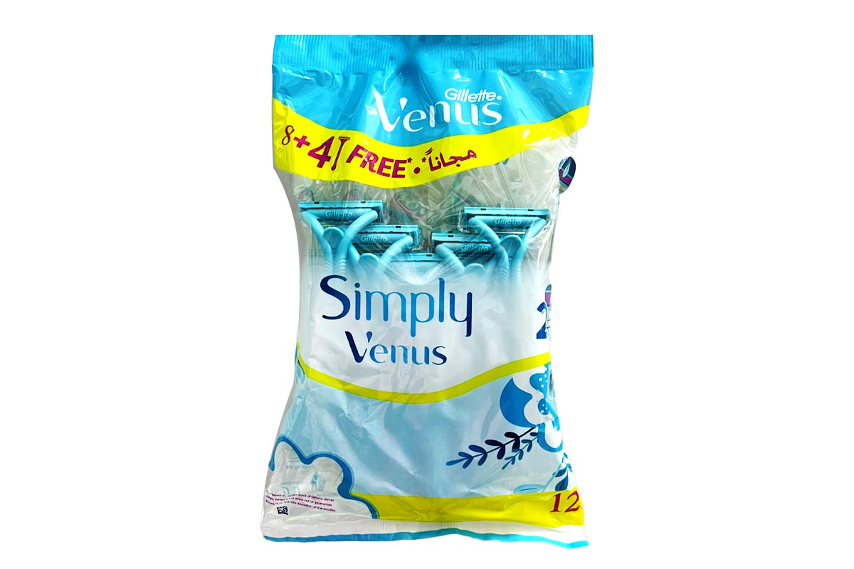 GILLETTE  VENUS SIMPLY 8 PLUS 4 FREE RAZOR 12 PCS - Life Care Apotek