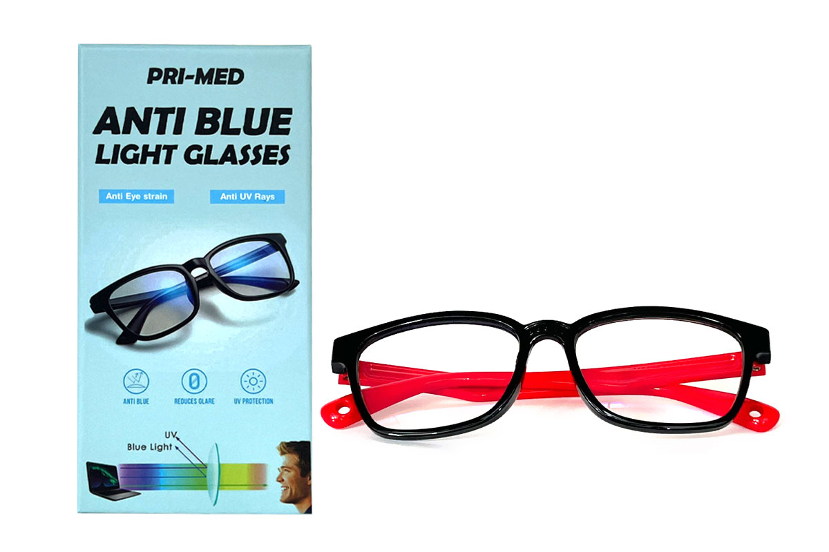 PRIMED ANTI BLUE LIGHT GLASSES KIDS COLOR BLACK AND RED - Life Care Apotek