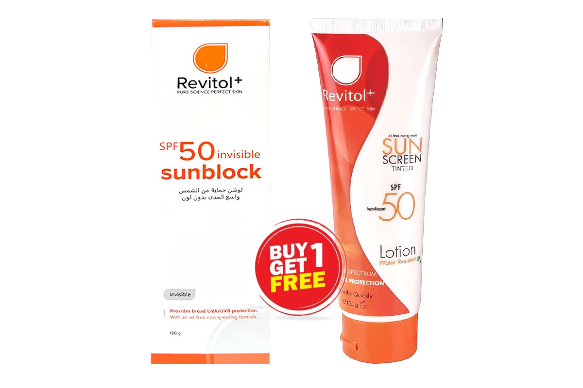 BOX BUY1GET1 REVITOL SUN SCREEN SPF50 LOTION 120GM - Life Care Apotek