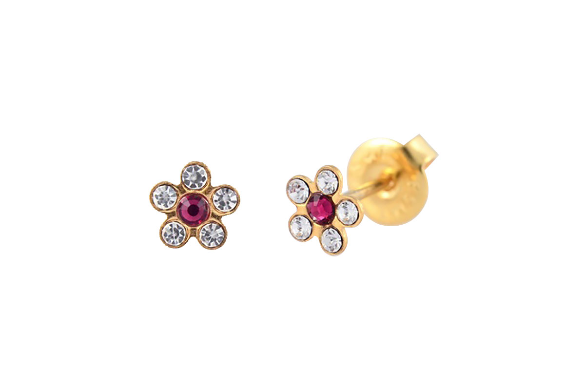 PRIMED EAR PIERCING 52- 666H 6MM DAISY RUBY + CRYSTAL CLEAR - Life Care Apotek