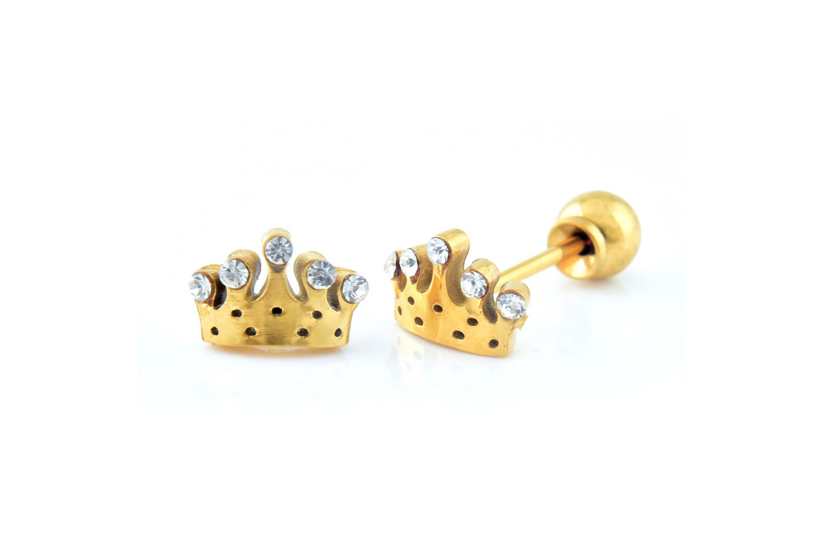 PRIMED EAR PIERCING Q8-005GPH 8MM CROWN CRYSTAL CLEAR - Life Care Apotek