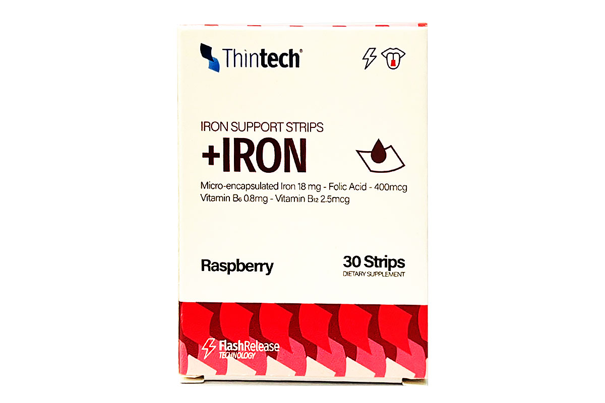 THINTECH +IRON RASPBERRY FLAVOR 30 ORAL STRIPS - Life Care Apotek