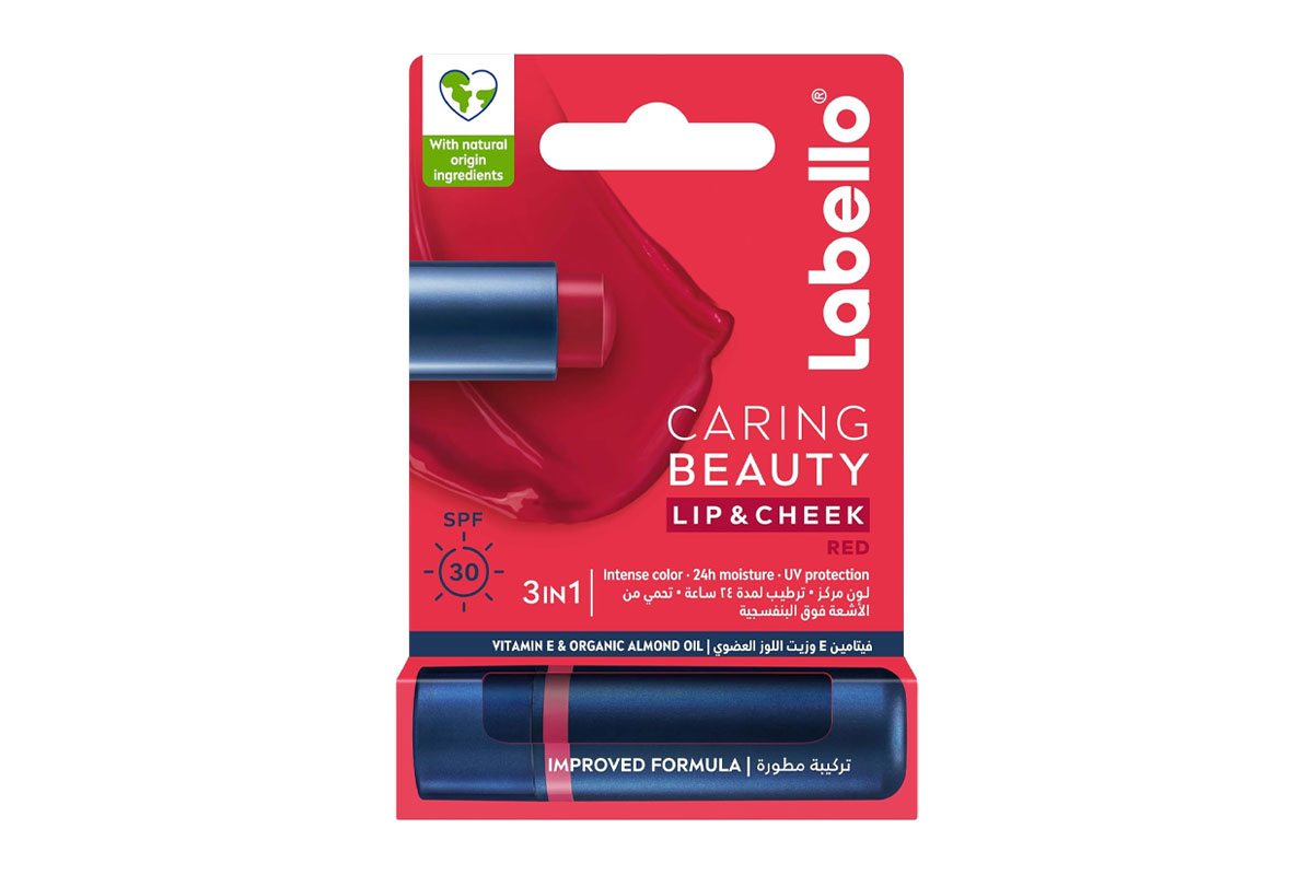 لابيلو كارينج بيوتى مرطب للشفاه والخدود مع عامل حماية 30 لون أحمر 4.8 جم - لايف كير أبوتيك