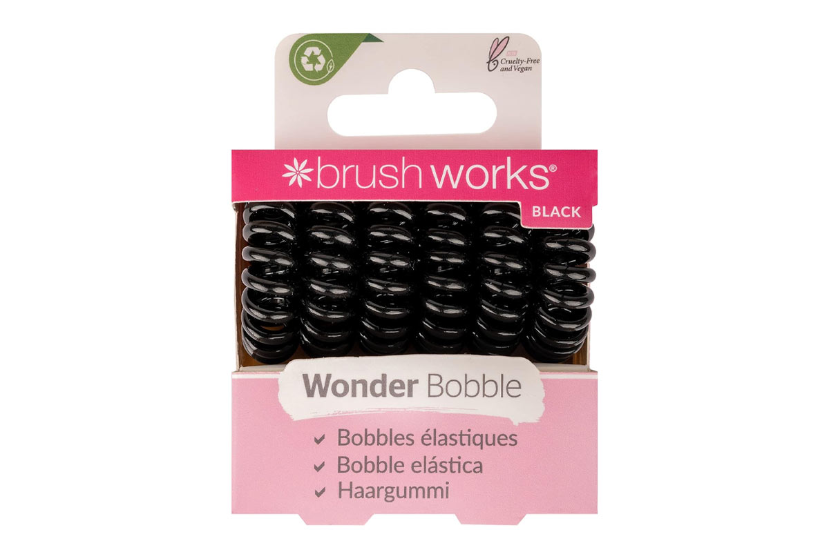 BRUSH WORKS WONDER BOBBLE HAIR ELASTICS BLACK 6 PIECES - Life Care Apotek