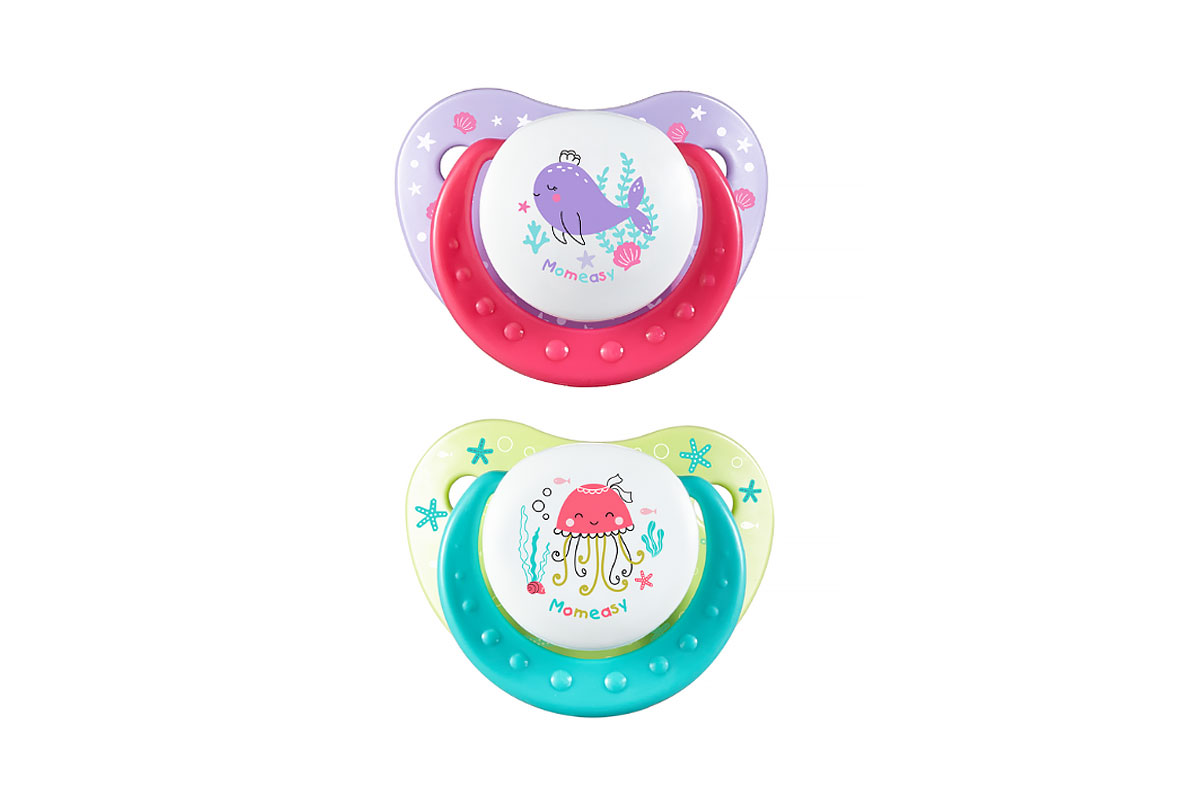 MOMEASY SILICONE PACIFIER 3M+ PINK AND GREEN - Life Care Apotek