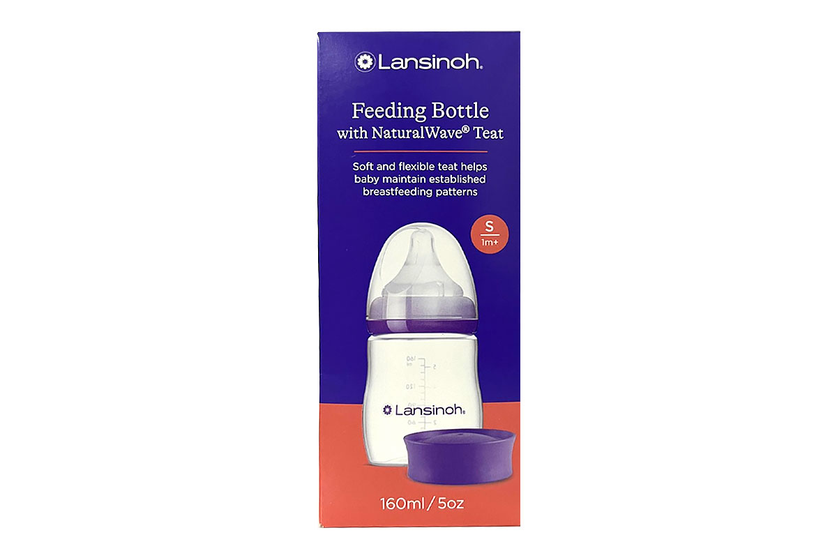 LANSINOH FEEDING BOTTLE PLASTIC WITH NATURAL WAVE TEAT SIZE SMALL 1 MONTHS PLUS 160 ML - Life Care Apotek